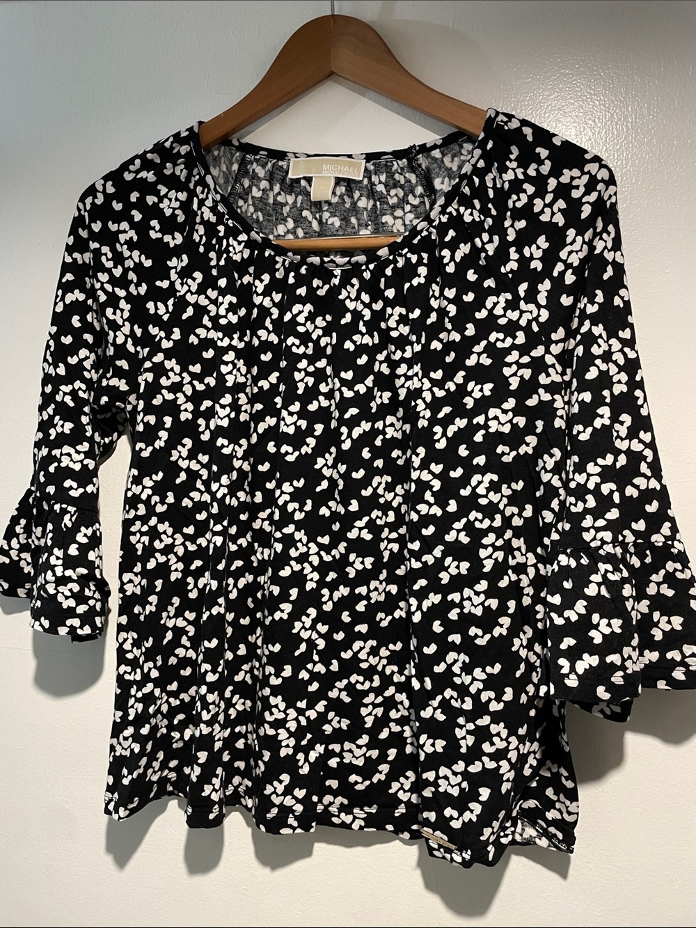 MICHAEL Michael Kors Black and White Printed Ruffle-Sleeve Top!